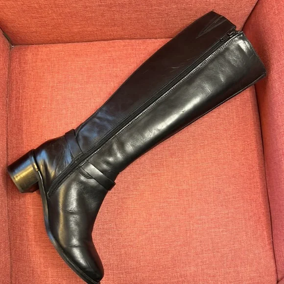 CARVELA BLACK‎ LEATHER RIDING BOOTS - Picture 7 of 10